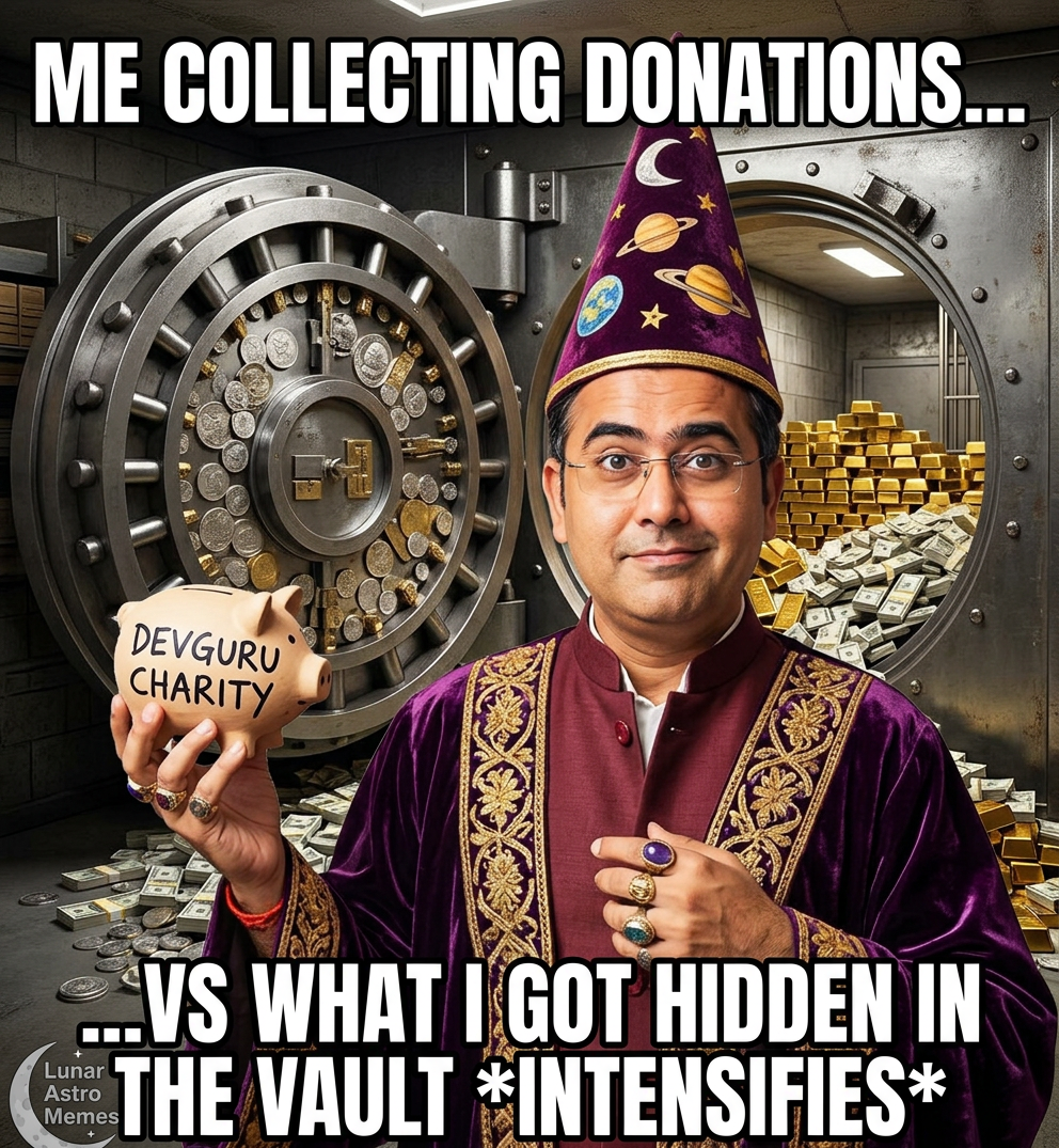 Deepanshu Giri Devguru charity shield wealth hiding meme