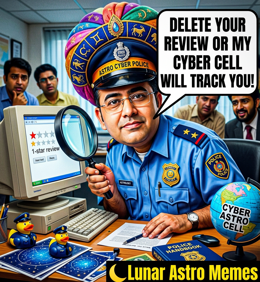 Lunar Astro reviews cyber cell tracking threat meme Deepanshu Giri